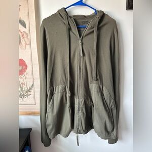 NWOT Rundholz Full Zip Lagenlook Hood Pocket Jacket Olive Army Green Medium